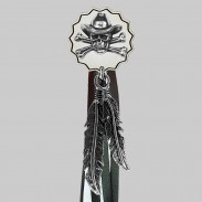 Tête de mort cowboy – rivet à franges – rondelle blanche, franges noires et blanches