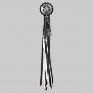 Étoile de shérif – rivet à franges – rondelle noire, franges noires et blanches