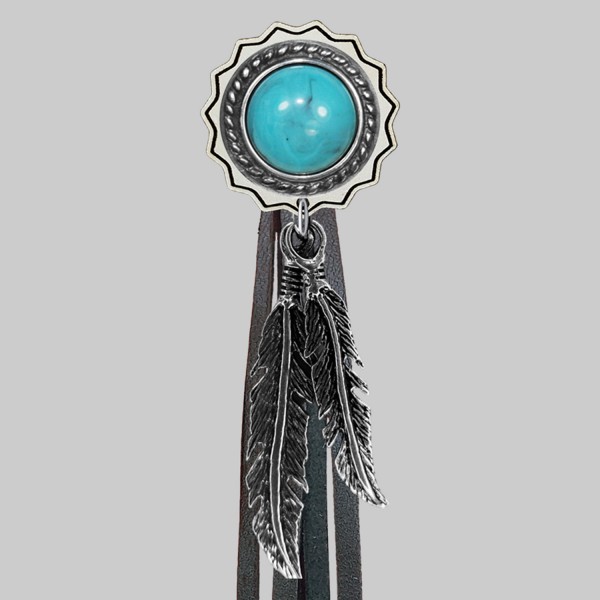Turquoise Rope Concho – fringe rivet – white washer, black fringes