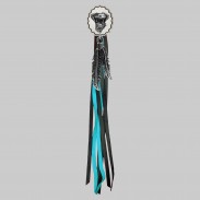 Moteur V-Twin ovale – rivet à franges – rondelle blanche, franges noires et turquoise