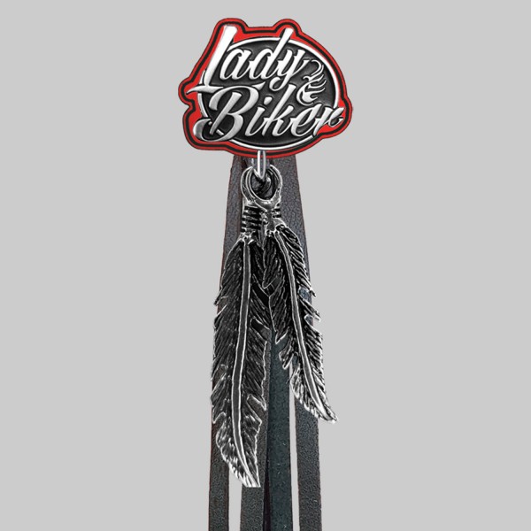 Lady Biker – fringe rivet – red washer, black fringes