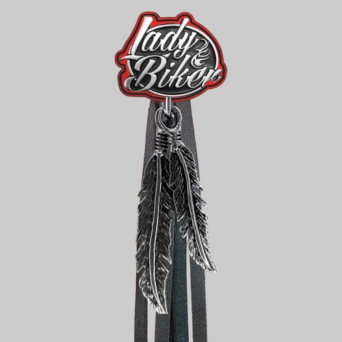 Lady Biker – fringe rivet – red washer, black fringes