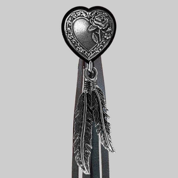 Heart and Rose – fringe rivet – black washer, black fringes
