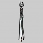 Tête de loup – rivet à franges – rondelle blanche, franges noires et blanches