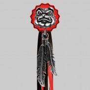 Bulldog – rivet à franges – rondelle rouge, franges noires et rouges