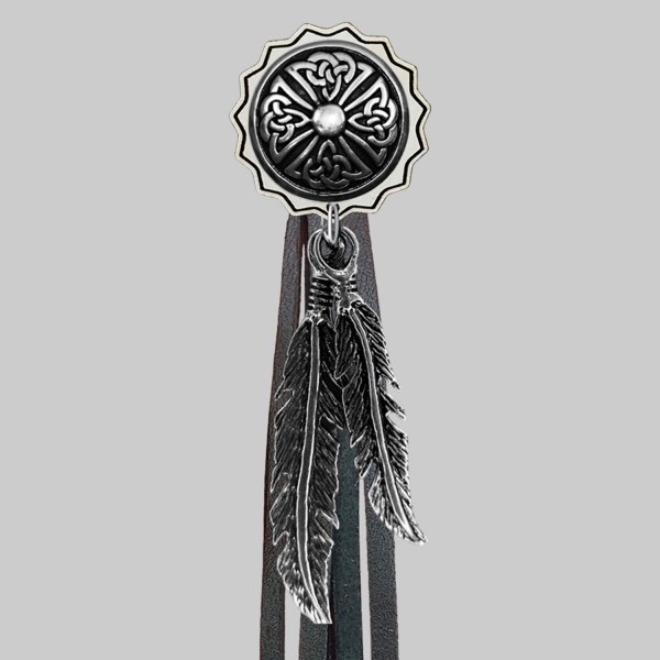 Celtic Cross – fringe rivet – white washer, black fringes