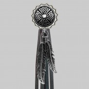 Celtic Cross – fringe rivet – white washer, black fringes