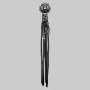 Croix celtique – rivet à franges – rondelle blanche, franges noires