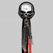 Tête de mort – rivet à franges – rondelle noire, franges noires et rouges