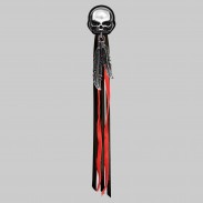 Skull – fringe rivet – black washer, black and red fringes