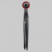 Concho onyx soleil – rivet à franges – rondelle rouge, franges noires