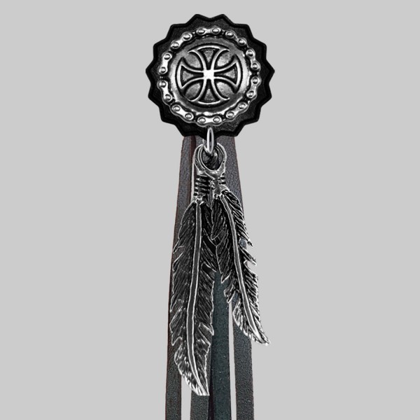 Croix de Malte chaîne – rivet à franges – rondelle noire, franges noires