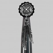 Maltese Cross with Chain – fringe rivet – black washer, black fringes