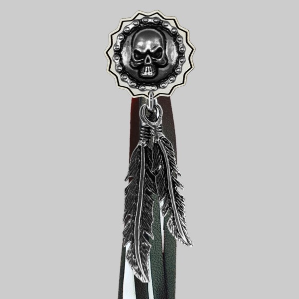 Tête de mort chaîne – rivet à franges – rondelle blanche, franges noires et blanches