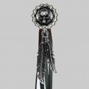 Tête de mort chaîne – rivet à franges – rondelle blanche, franges noires et blanches