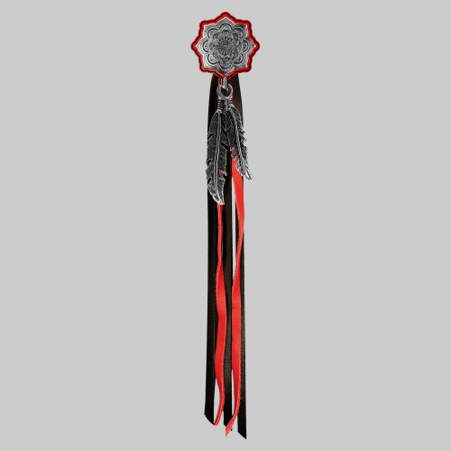 Mandala – Fransen-Niete – rote Scheibe, schwarz-rote Fransen