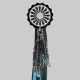 La Roulotte Sun Concho – fringe rivet – black washer, black and turquoise fringes
