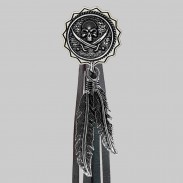 Tête de mort pirate – rivet à franges – rondelle blanche, franges noires