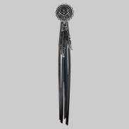 Pirate Skull – fringe rivet – white washer, black fringes