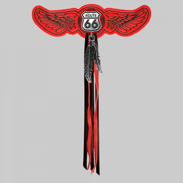 Patch ailes cuir embouti rouge – Route 66 – franges rouges
