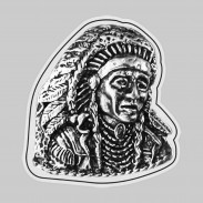 Indianerhäuptling – Nietmotiv aus Zinn, weiße Lederscheibe