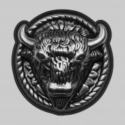 Bison – pewter rivet-on motif, black leather washer
