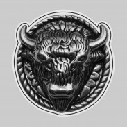 Bison – pewter rivet-on motif, white leather washer