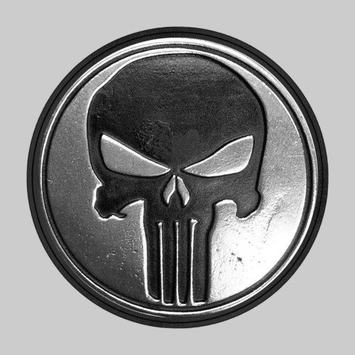 Skull US – pewter rivet-on motif, black leather washer