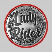 Lady Rider – pewter rivet-on motif, red leather washer