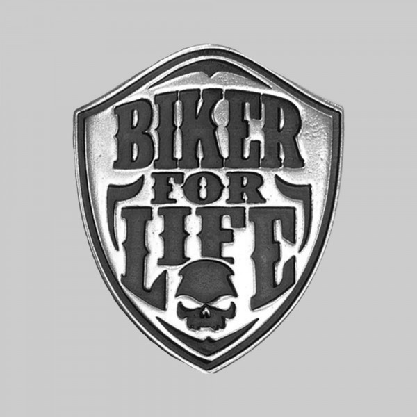 Biker for Life – Nietmotiv aus Zinn, ohne Scheibe