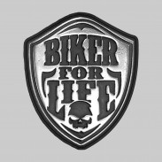 Biker for Life – motif à riveter en étain, rondelle de cuir noire