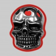 Skull – pewter rivet-on motif, red leather washer