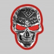 Pierced Tribal Skull – pewter rivet-on motif, red leather washer