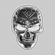 Pierced Tribal Skull – pewter rivet-on motif, white leather washer