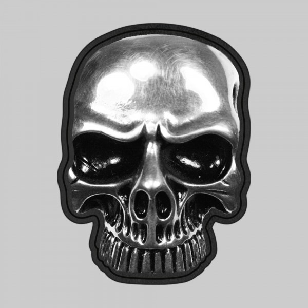 Skull X – Nietmotiv aus Zinn, schwarze Lederscheibe