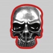 Skull X – motif à riveter en étain, rondelle de cuir rouge