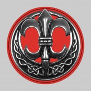 Fleur de lys ajourée – motif à riveter en étain, rondelle de cuir rouge