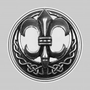 Fleur de lys ajourée – motif à riveter en étain, rondelle de cuir blanche
