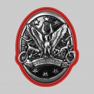 Aigle étoilé – motif à riveter en étain, rondelle de cuir rouge