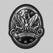 Starry Eagle – pewter rivet-on motif, black leather washer