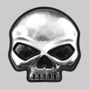Smooth Skull – pewter rivet-on motif, black leather washer