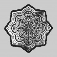 Lotus Mandala – pewter rivet-on motif, black leather washer