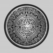 Aztec Calendar – pewter rivet-on motif, black leather washer
