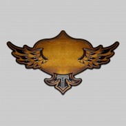 Geflügelter Traveller-Patch aus geprägtem Leder mit Zinnmotiv, Antik-Braun, ohne Motiv