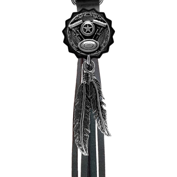 Porte-clés à franges Moteur V-Twin – franges noires