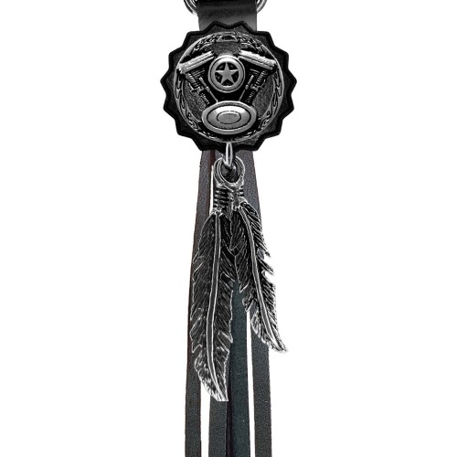 Porte-clés à franges Moteur V-Twin – franges noires