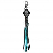 Buffalo Nickel fringe keyring – black and turquoise fringes