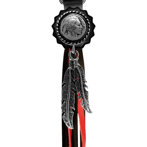 Porte-clés à franges Indien 5 cents – franges noires et rouges