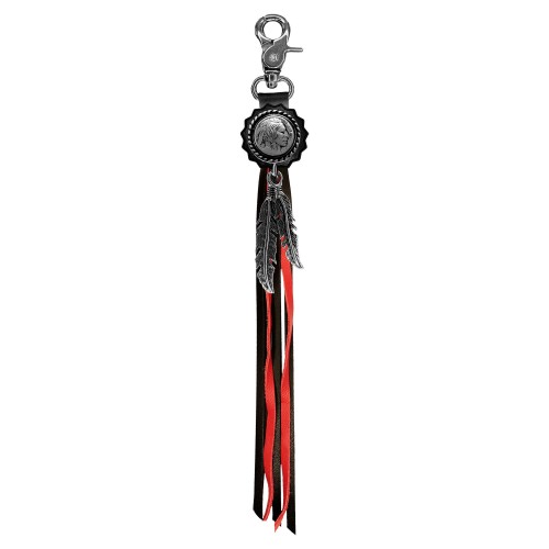 Indian Head Nickel fringe keyring – black and red fringes