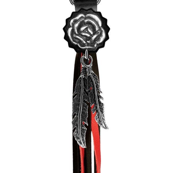 Porte-clés à franges Rose – franges noires et rouges